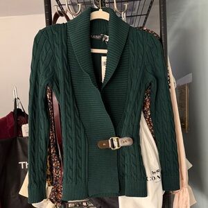 Ralph Lauren Dark Green Cable Knit Cardigan